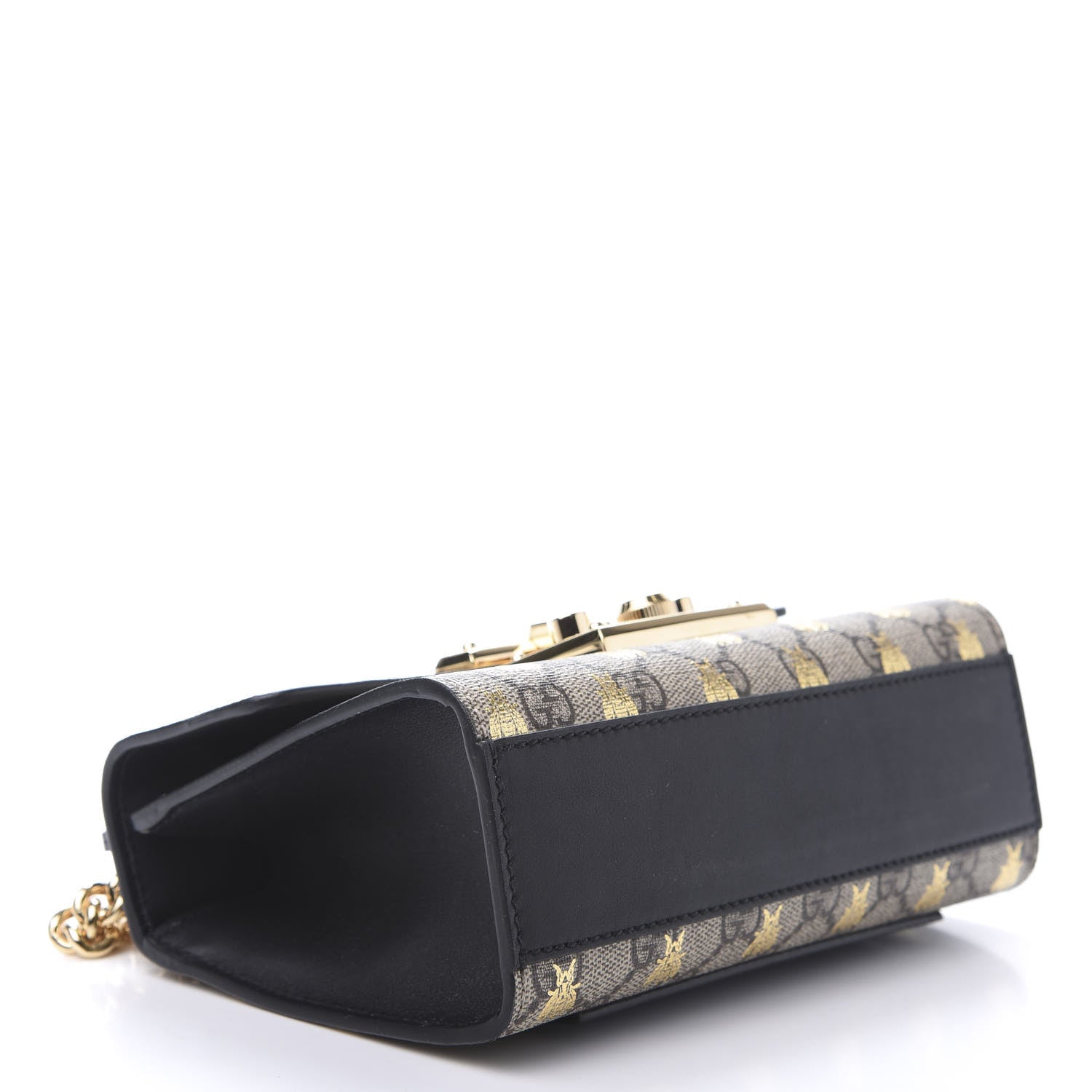 Gucci GG Supreme Monogram Bees Small Padlock Shoulder Bag Black 4 of 12