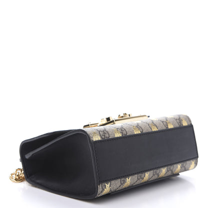 Gucci GG Supreme Monogram Bees Small Padlock Shoulder Bag Black 4 of 12