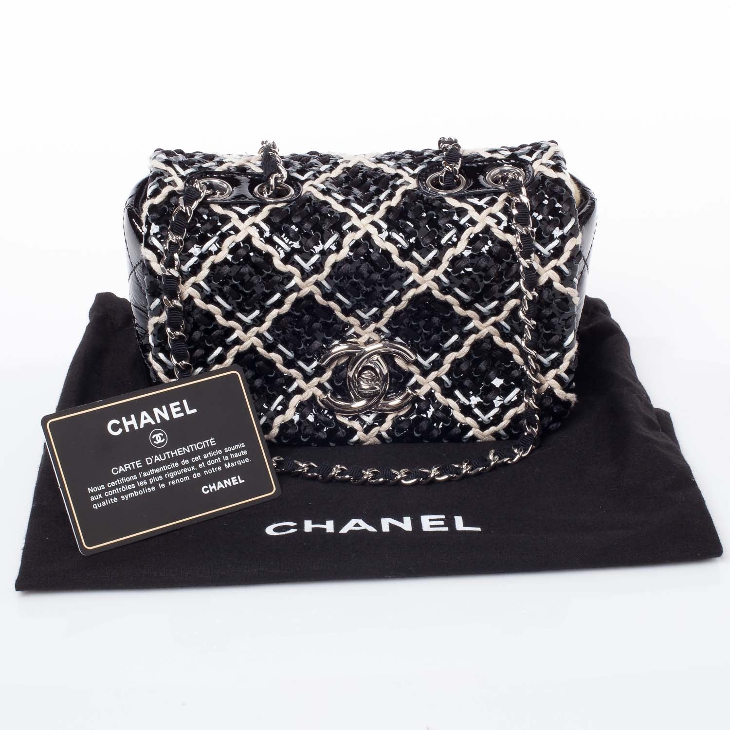 Chanel Perforated Patent Hand Embroidered Mini Flap Black 9 of 9