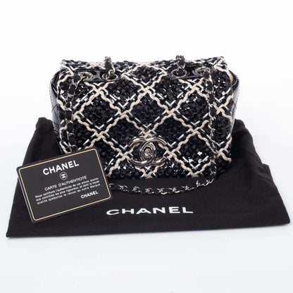 Chanel Perforated Patent Hand Embroidered Mini Flap Black 9 of 9