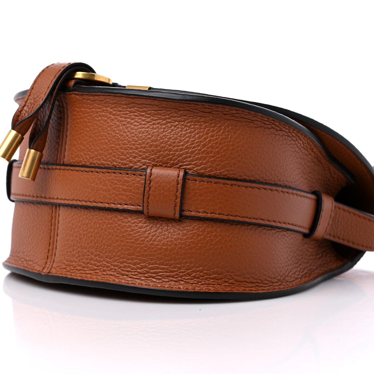 Grained Calfskin Small Marcie Saddle Bag Tan