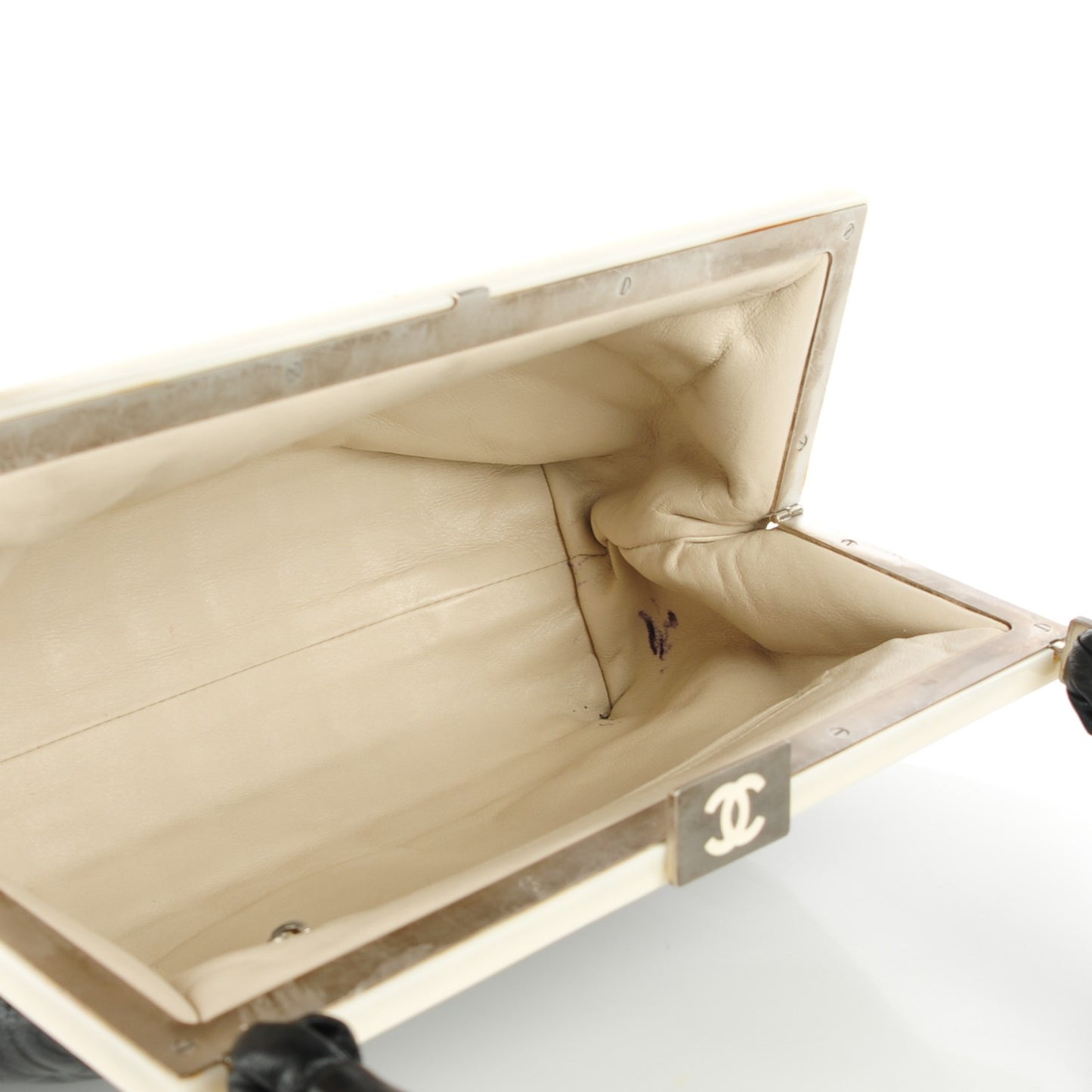 Lambskin Chocolate Bar Quilted Frame Shoulder Bag Black