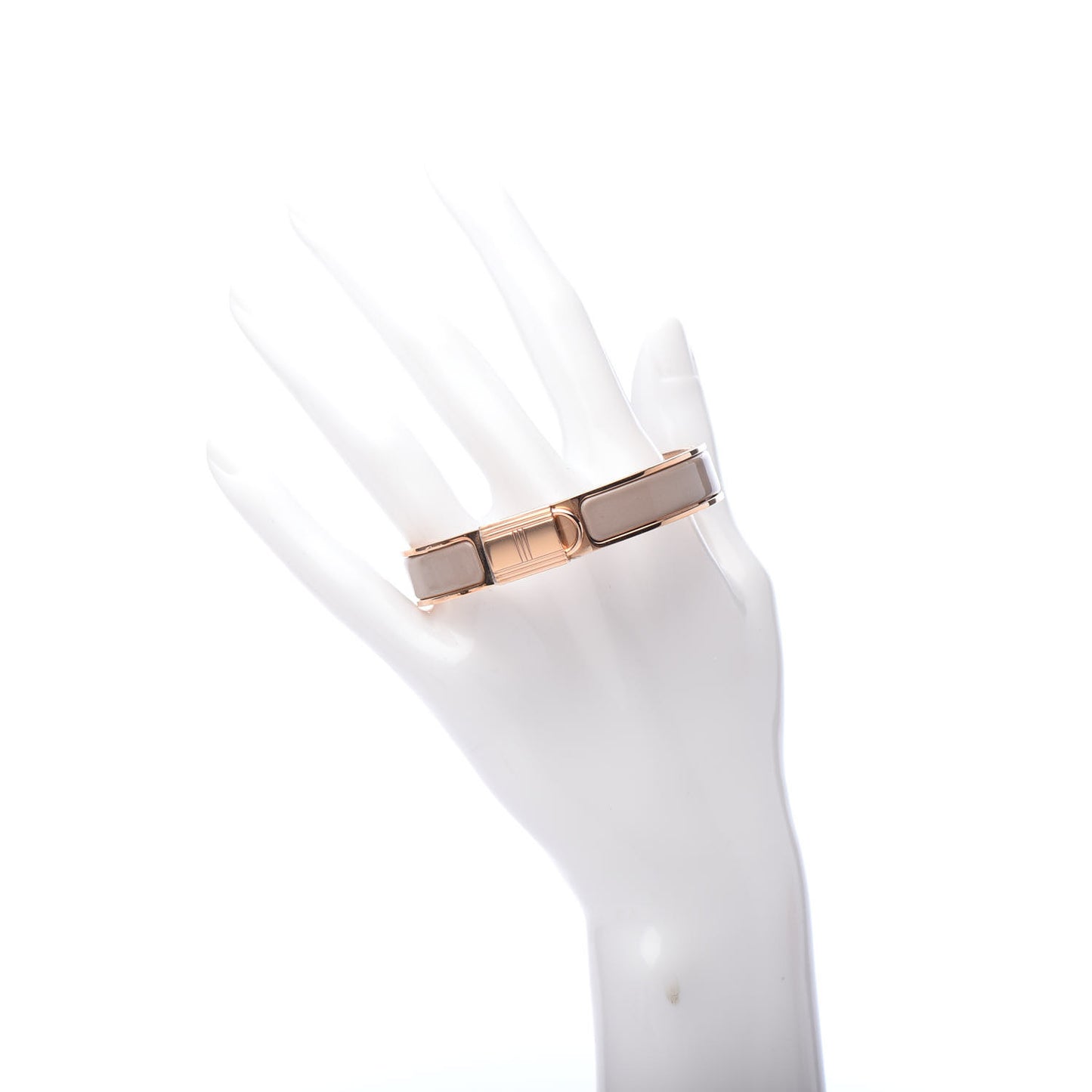 Enamel Narrow Clic Cadenas Bracelet GM Marron Glace
