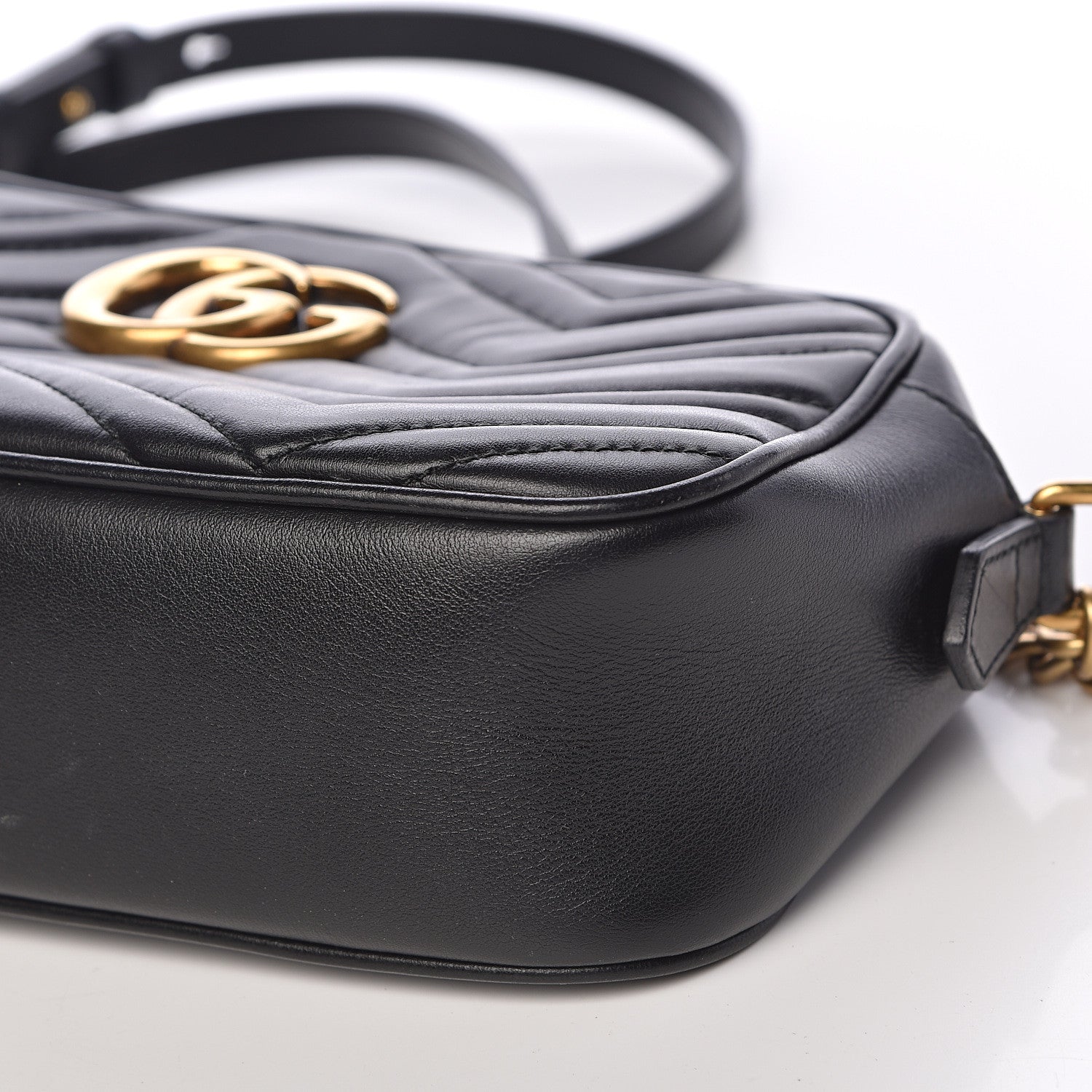 Gucci Calfskin Matelasse Small GG Marmont Chain Shoulder Bag Black 14 of 14