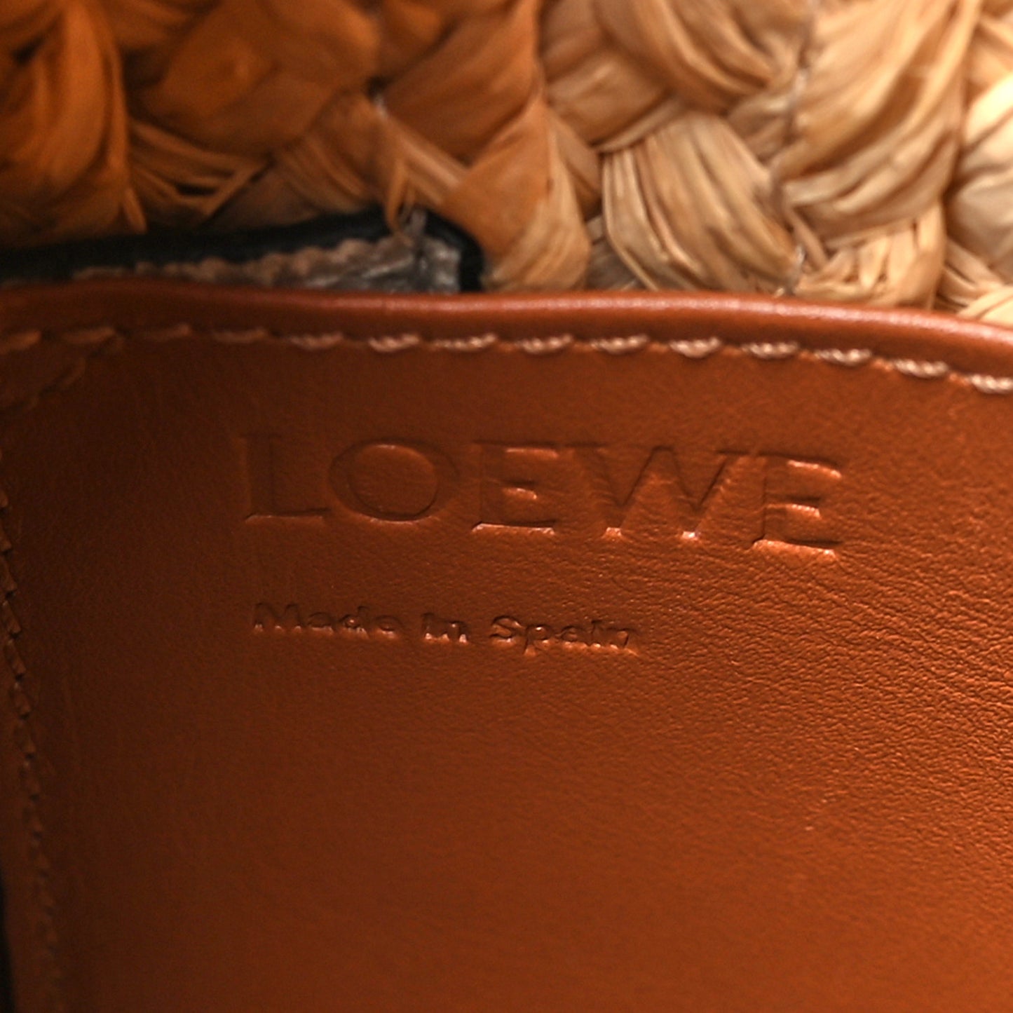 Raffia Calfskin Small Gate Tote Tan Naturel
