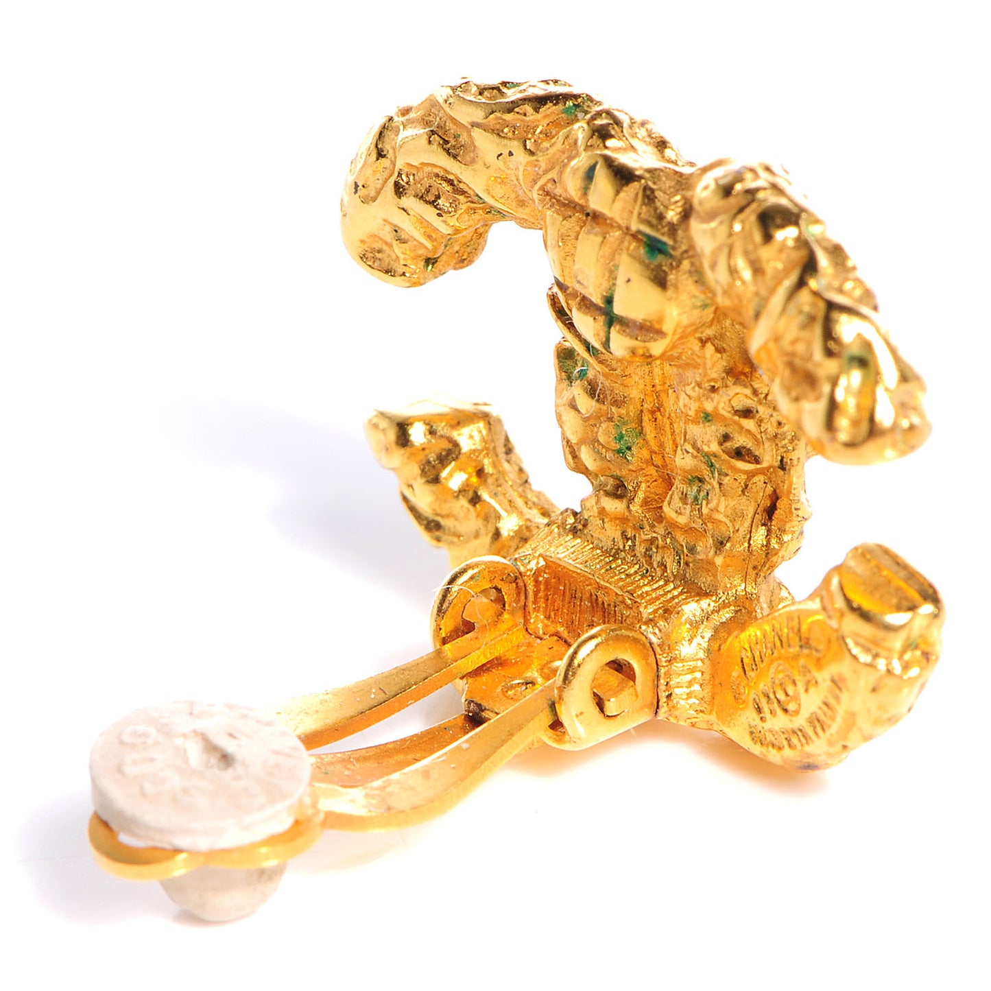 Textured CC Clip On Earrings Gold