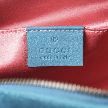 Gucci Velvet Matelasse Small GG Marmont Chain Shoulder Bag Pavone Cyan 6 of 11
