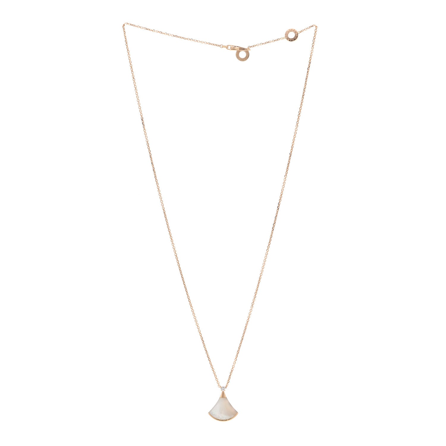 Bulgari 18K Rose Gold Diamond Mother of Pearl Small Divas' Dream Pendant Necklace 3 of 5