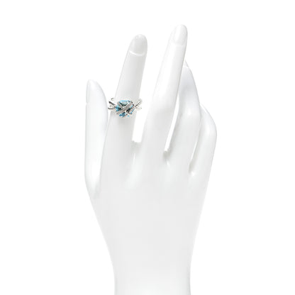 David Yurman Sterling Silver Diamond Blue Topaz 10mm Cable Wrap Ring 52 6 2 of 4