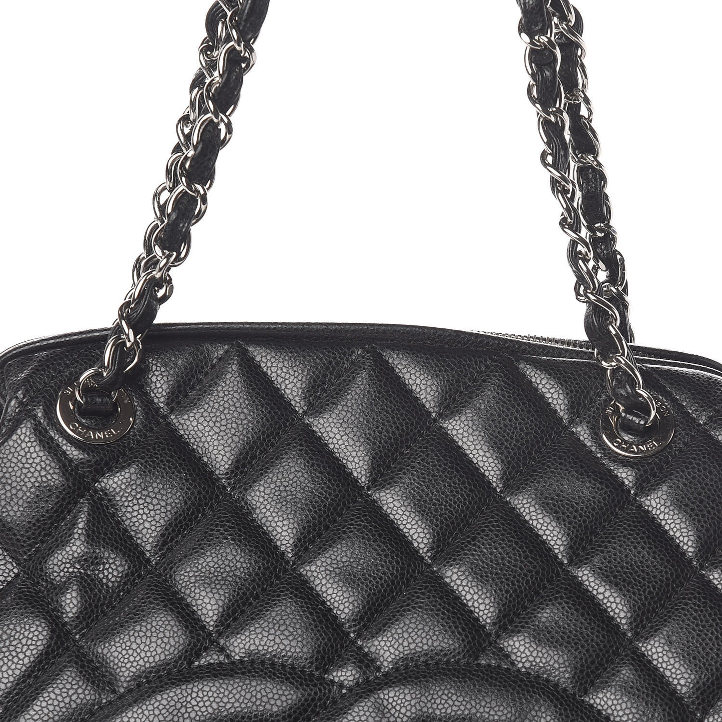 Caviar Quilted Framed Bowling Bag Black