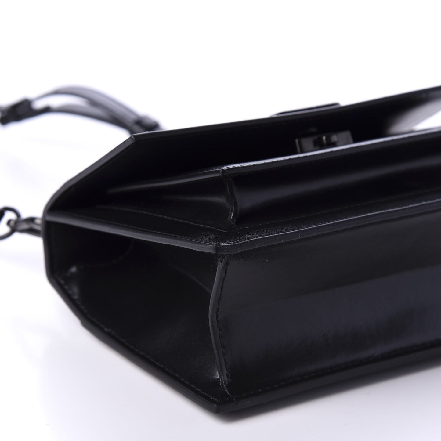 Box Calfskin Monochrome XS Sharp Top Handle Bag Black