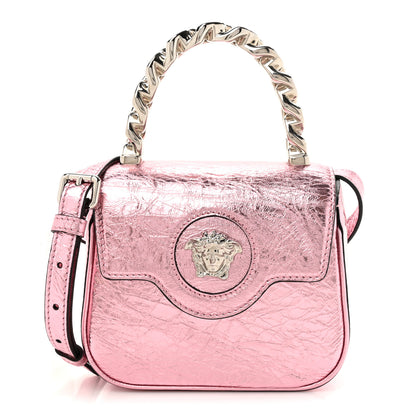 Versace Metallic Crackled Lambskin Mini La Medusa Bag Pink 1 of 11