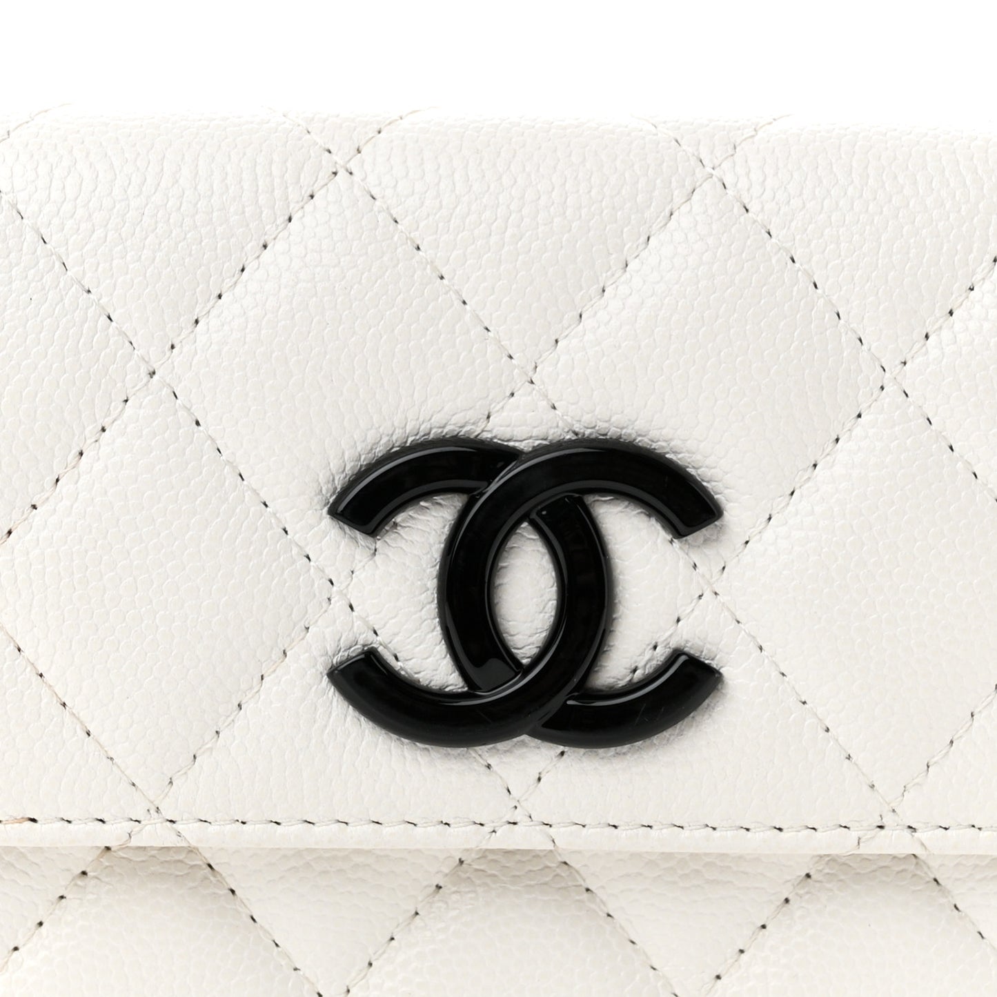 Caviar Quilted My Everything Belt Flap Card Holder White