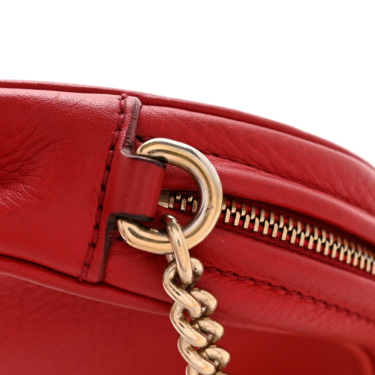 Gucci Pebbled Calfskin Mini Soho Chain Bag Tabasco Red 11 of 11