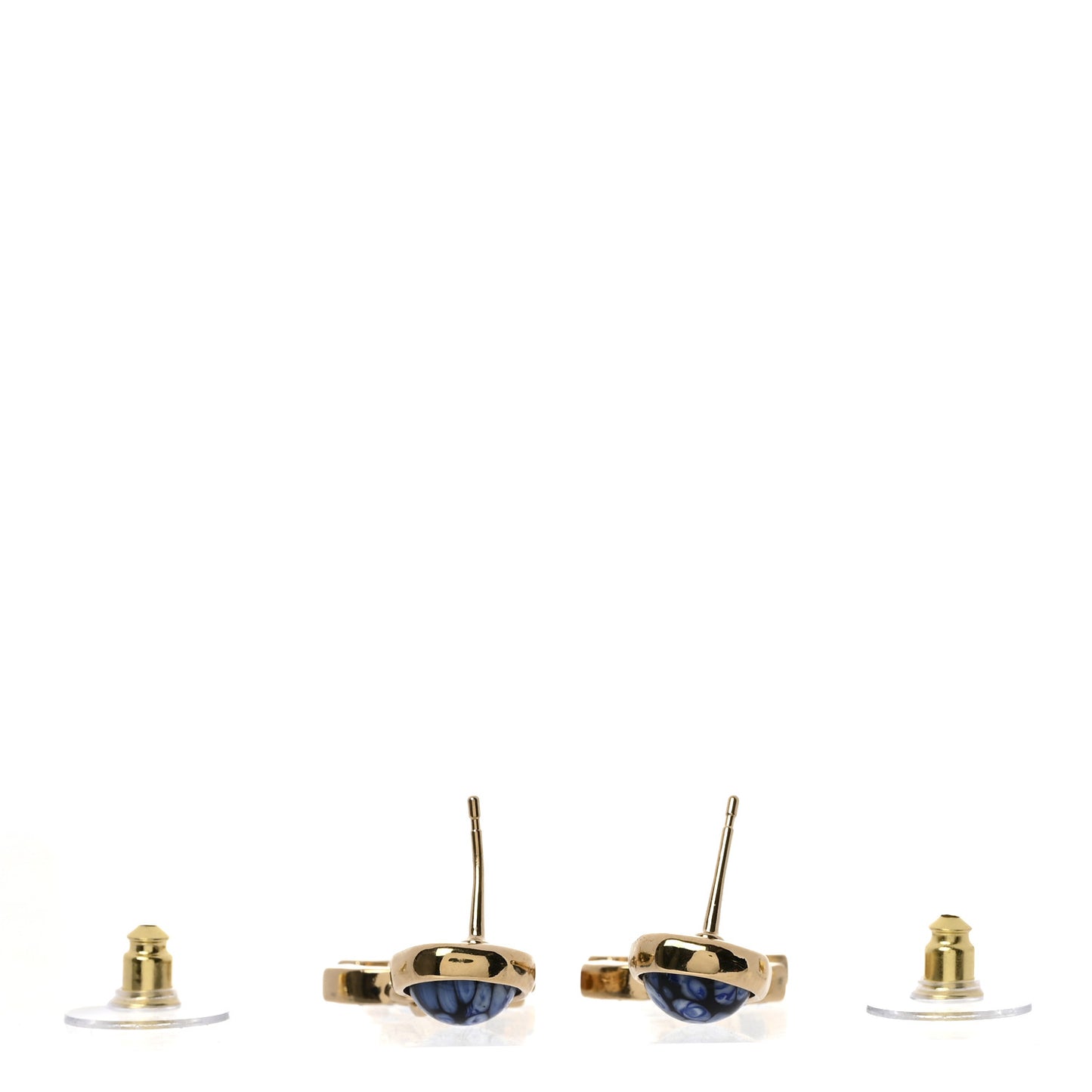 Crystal Stone CC Drop Earrings Blue Gold