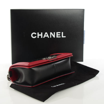 Chanel Lambskin Quilted Medium Boy Flap Black Red 4 of 9