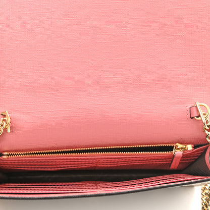 Gucci GG Supreme Monogram Face Embroidered Chain Wallet Pink 5 of 8