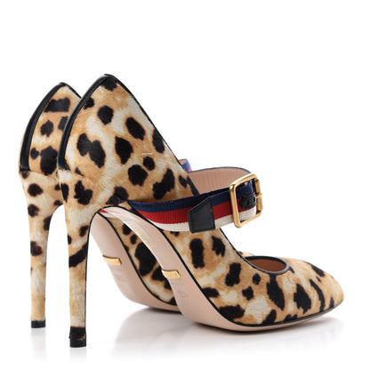 Gucci Malaga Kid Leopard Print Pumps 35.5 Natural 4 of 10