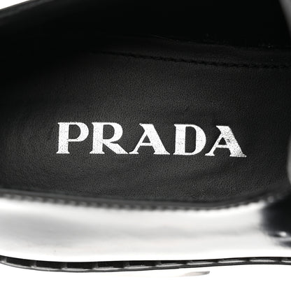Prada Spazzolato Metal Triangle Logo 50mm Loafers 39.5 Black 6 of 10