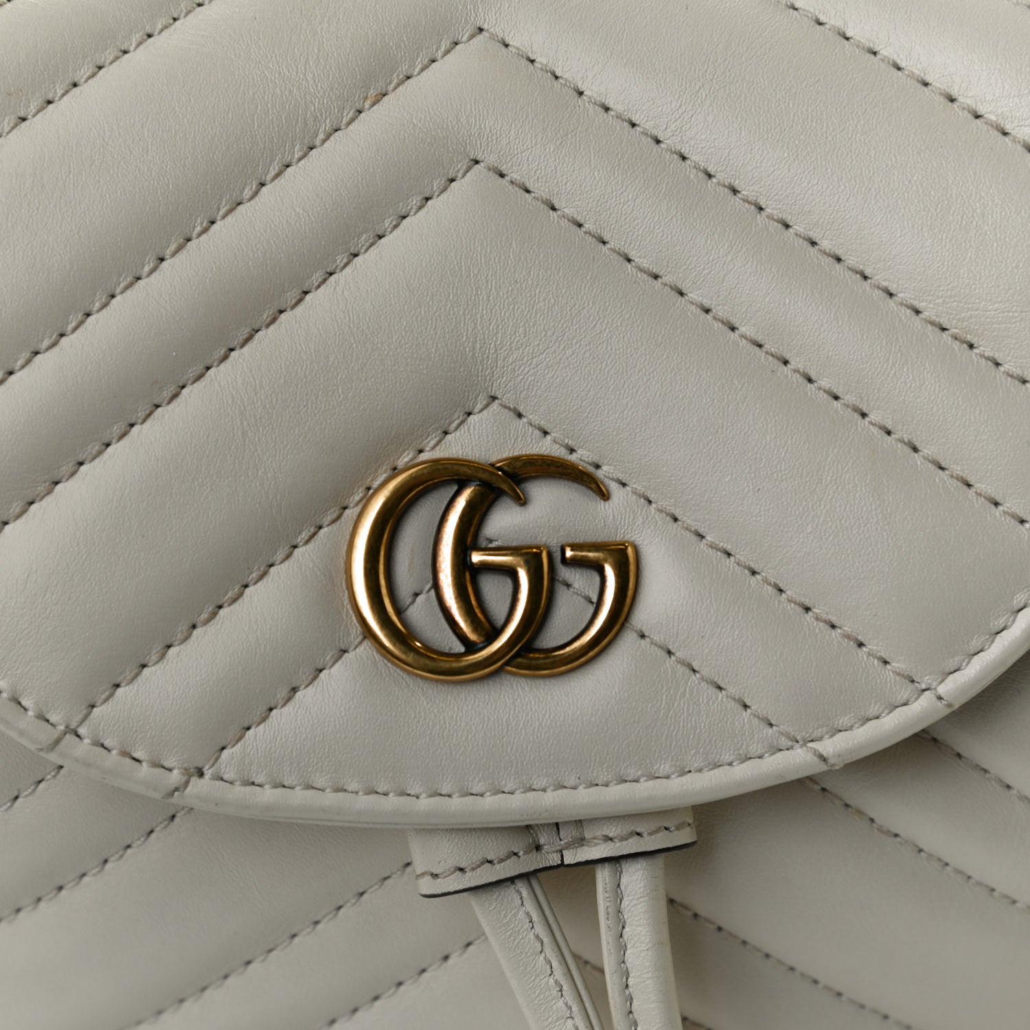 Gucci Calfskin Matelasse GG Marmont Flap Backpack White 12 of 13
