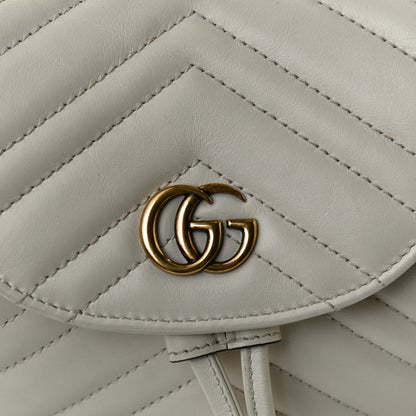 Gucci Calfskin Matelasse GG Marmont Flap Backpack White 12 of 13
