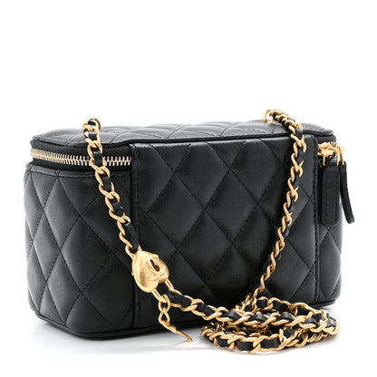 Chanel Lambskin Quilted Small Heart Vanity Case With Chain Black 3 of 11