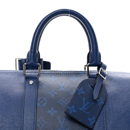 Louis Vuitton Taiga Monogram Eclipse Keepall Bandouliere 50 Pacific Blue 4 of 9