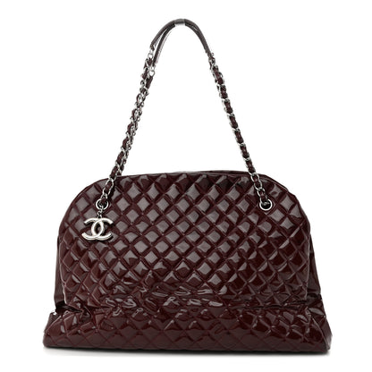 Chanel Patent Quilted Maxi Just Mademoiselle Bowling Bag Burgundy 1 of 24