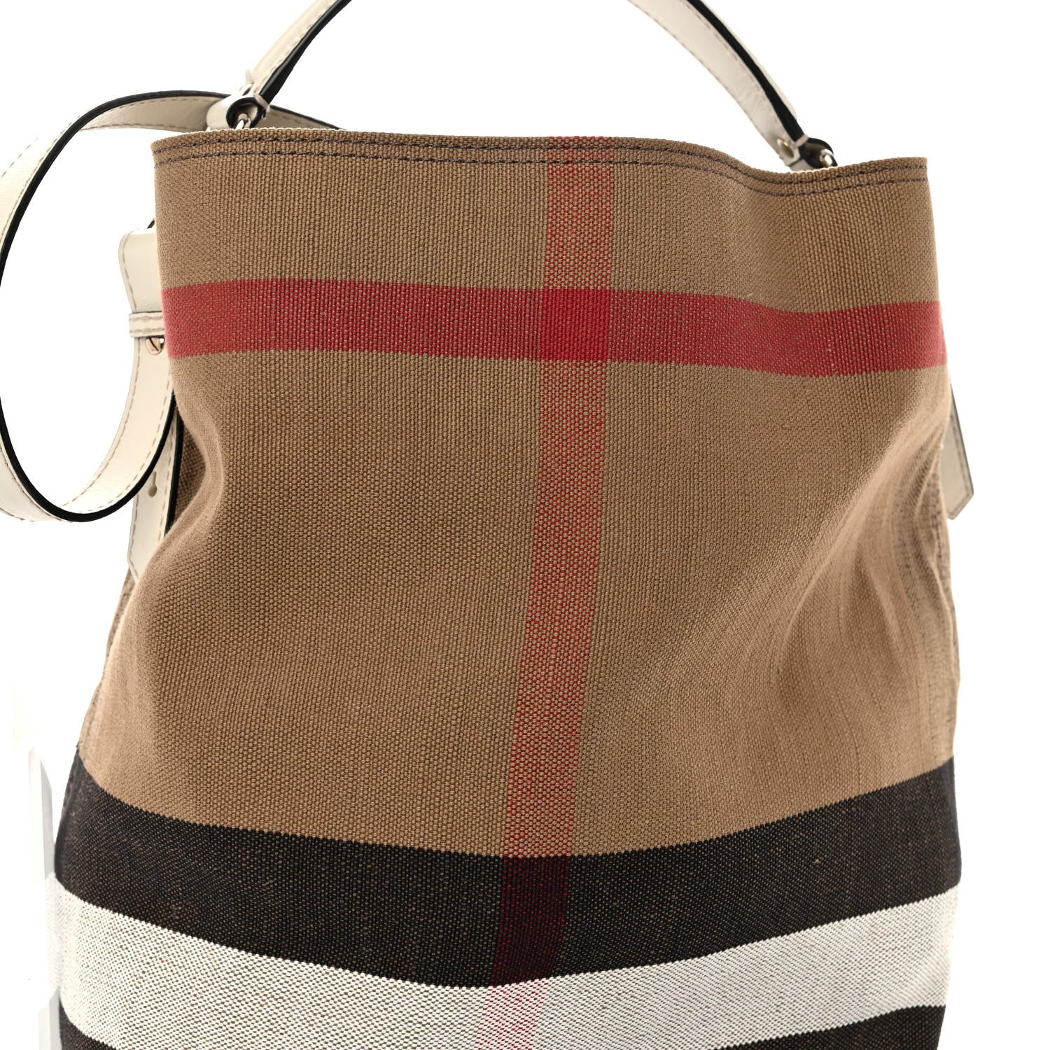 Burberry Canvas Mega Check Medium Ashby Hobo White 7 of 9