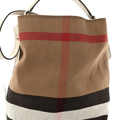 Burberry Canvas Mega Check Medium Ashby Hobo White 7 of 9
