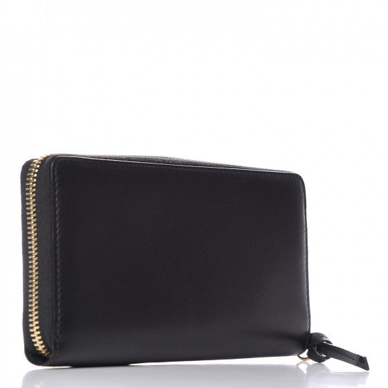 Apollo Calfskin GG Dadini Embroidered Zip Around Wallet Black