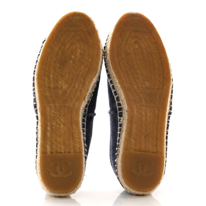 Chanel Denim Toile CC Espadrilles 37 Navy Black 5 of 10