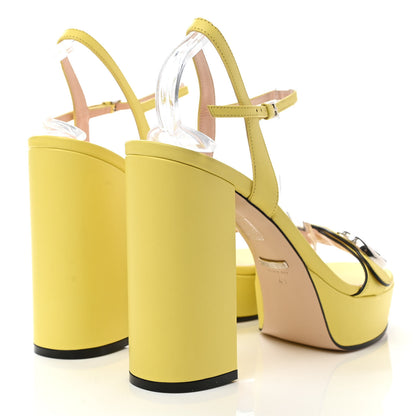 Gucci Calfskin GG Marmont Ankle Wrap 30/115mm Platform Sandals 40 Banana 4 of 8