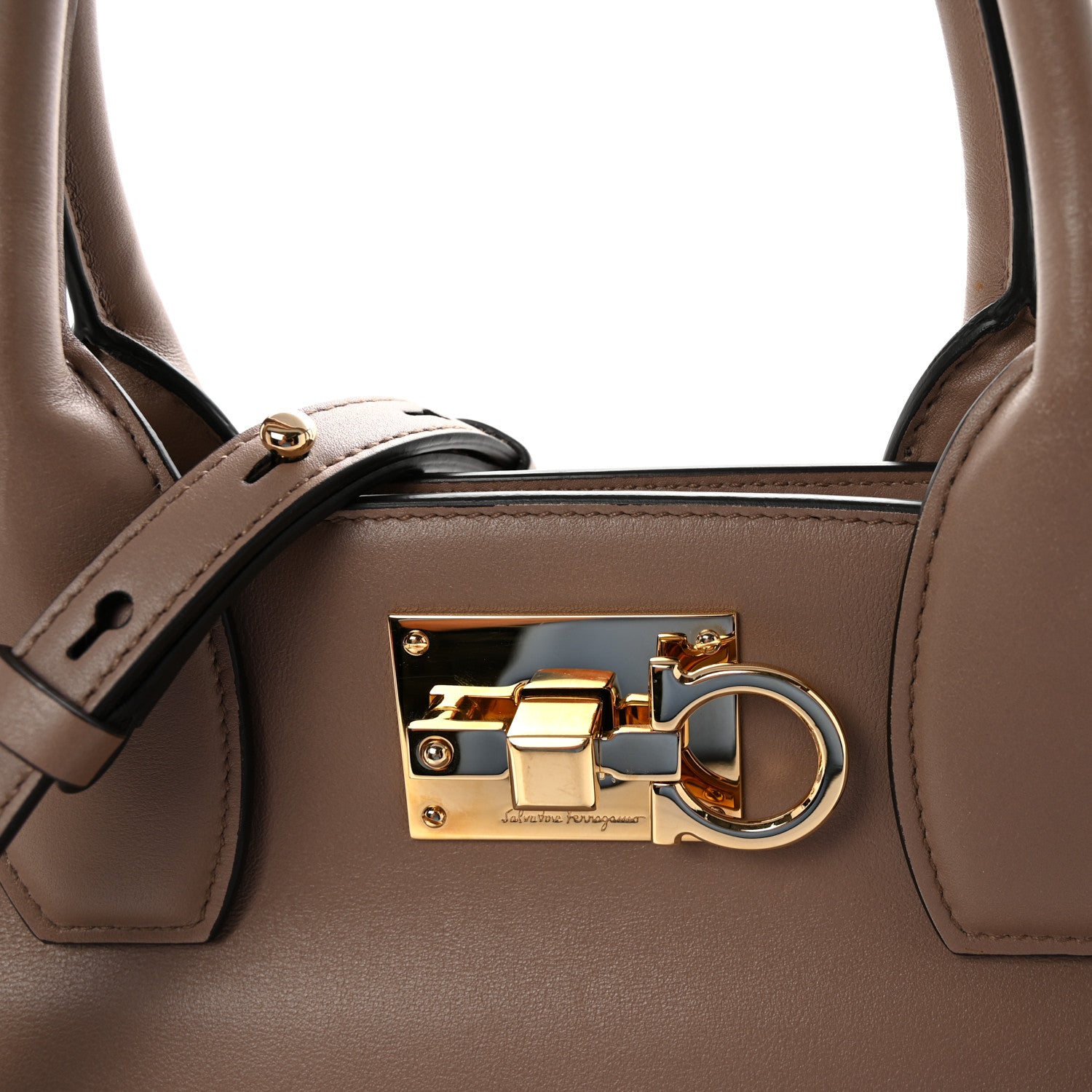Salvatore Ferragamo Smooth Calfskin Large The Studio Bag Caraway Seed 7 of 9