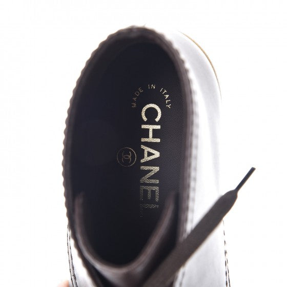 Calfskin Short Lace Up Boots 39 Brown