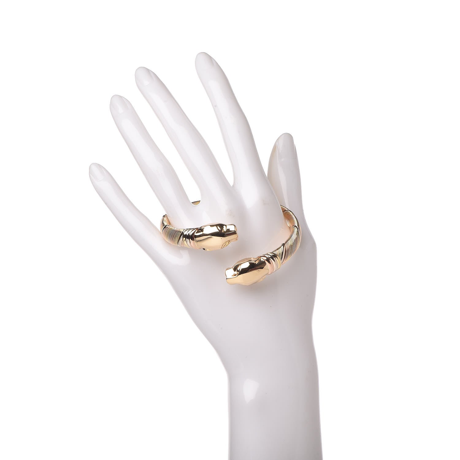 Cartier 18K Pink Yellow White Gold Panthère De Open Bangle Bracelet 2 of 7
