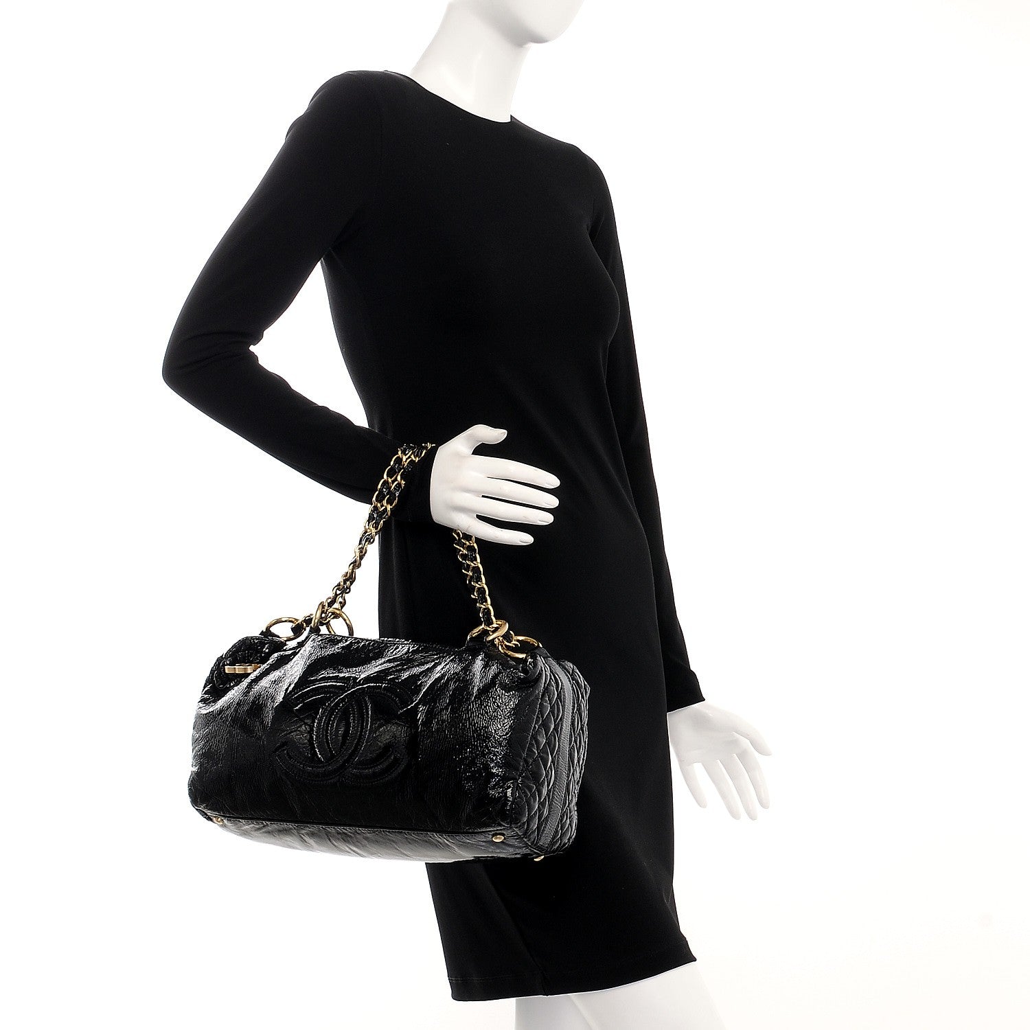 Chanel Vinyl Medium Rock and Chain Bowler Black 2 of 8