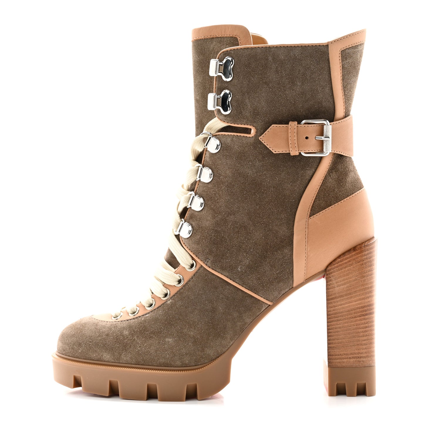 Suede Calfskin Macademia 100 Biker Platform Boots 40 Silex
