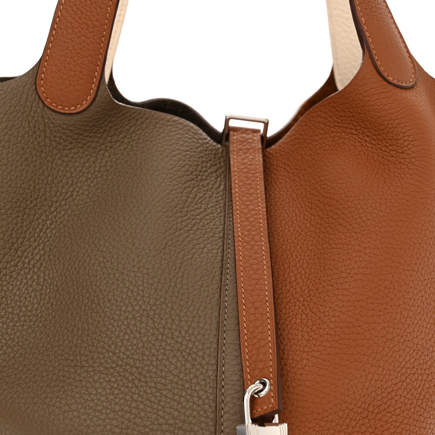 Taurillon Clemence Casaque Picotin Lock 22 Gold Etoupe Nata