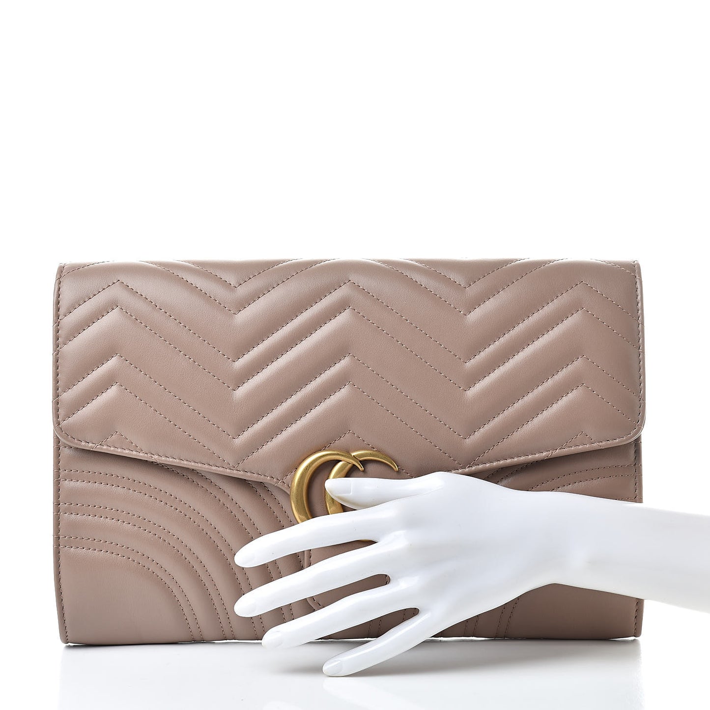 Calfskin Matelasse GG Marmont Clutch Porcelain Rose