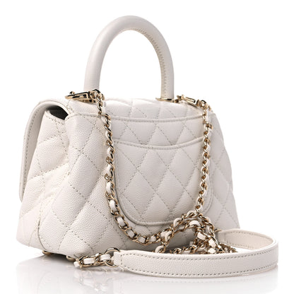 Chanel Caviar Quilted Extra Mini Coco Handle Flap White 3 of 10