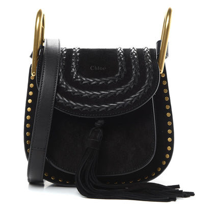 Chloe Suede Calfskin Braided Mini Hudson Shoulder Bag Black 1 of 12