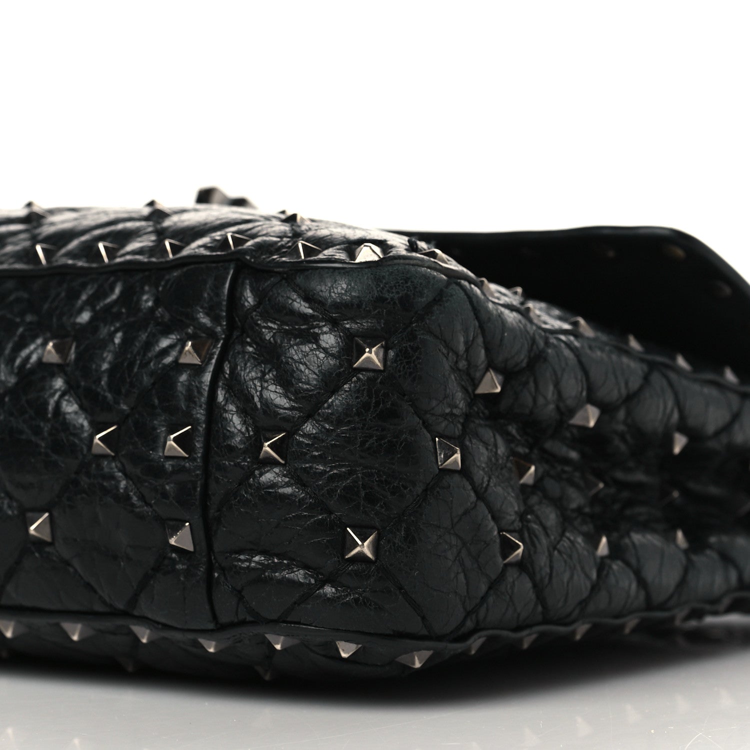 Valentino Garavani Craquele Nappa Medium Rockstud Spike Shoulder Bag Black 8 of 14