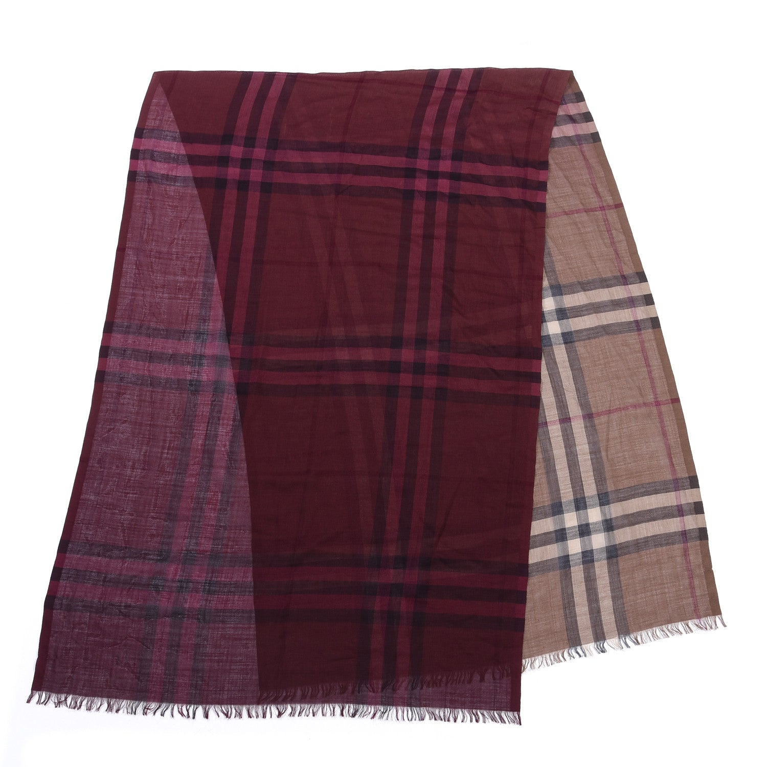 Burberry Wool Silk Gauze Ombre Giant Check Scarf Trench 2 of 4