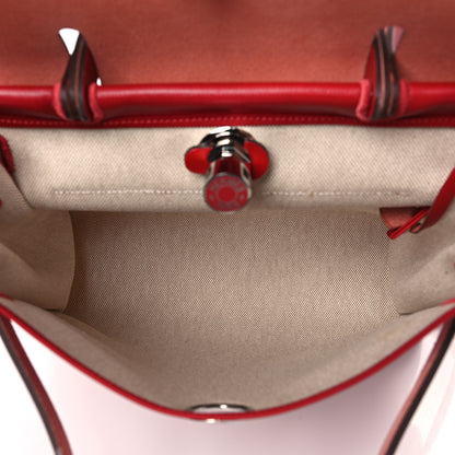 Hermes Toile H Berline Vache Hunter Herbag Zip PM 31 Rouge Piment Ecru 6 of 11