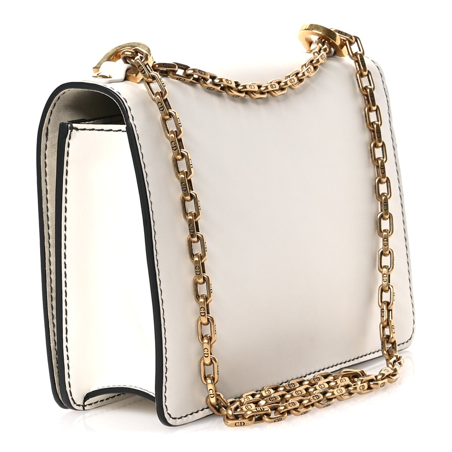 Calfskin J'Adior Chain Flap Bag Off White
