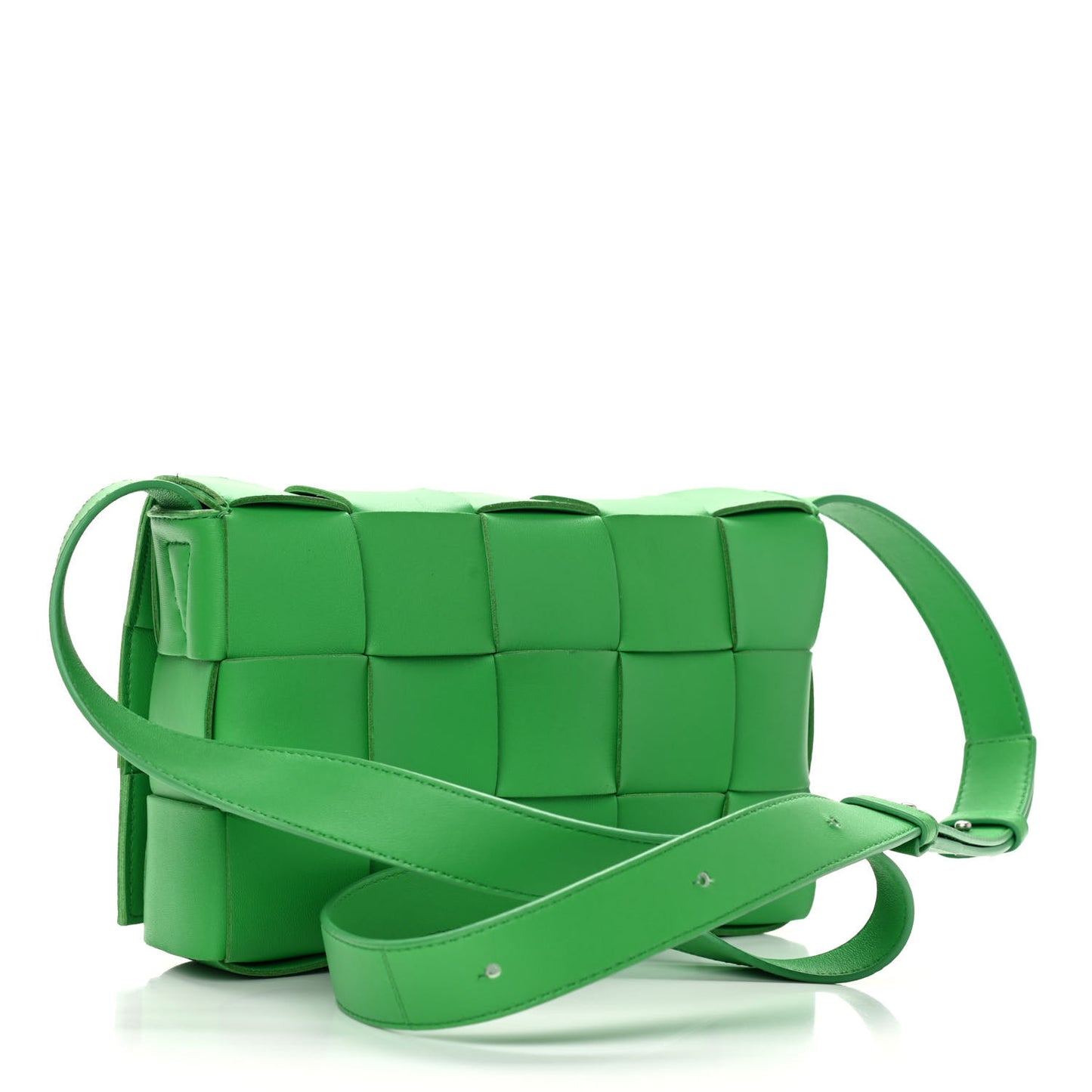 Lambskin Maxi Intrecciato Cassette Crossbody Bag Grass