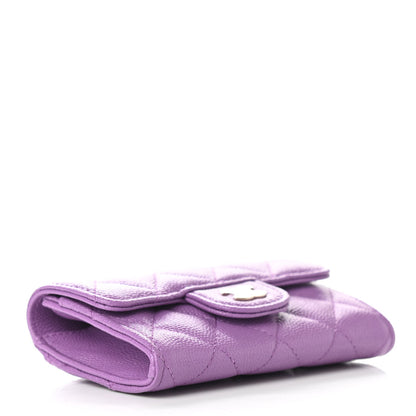 Chanel Caviar Quilted Flap Card Holder Wallet Purple 2 of 8