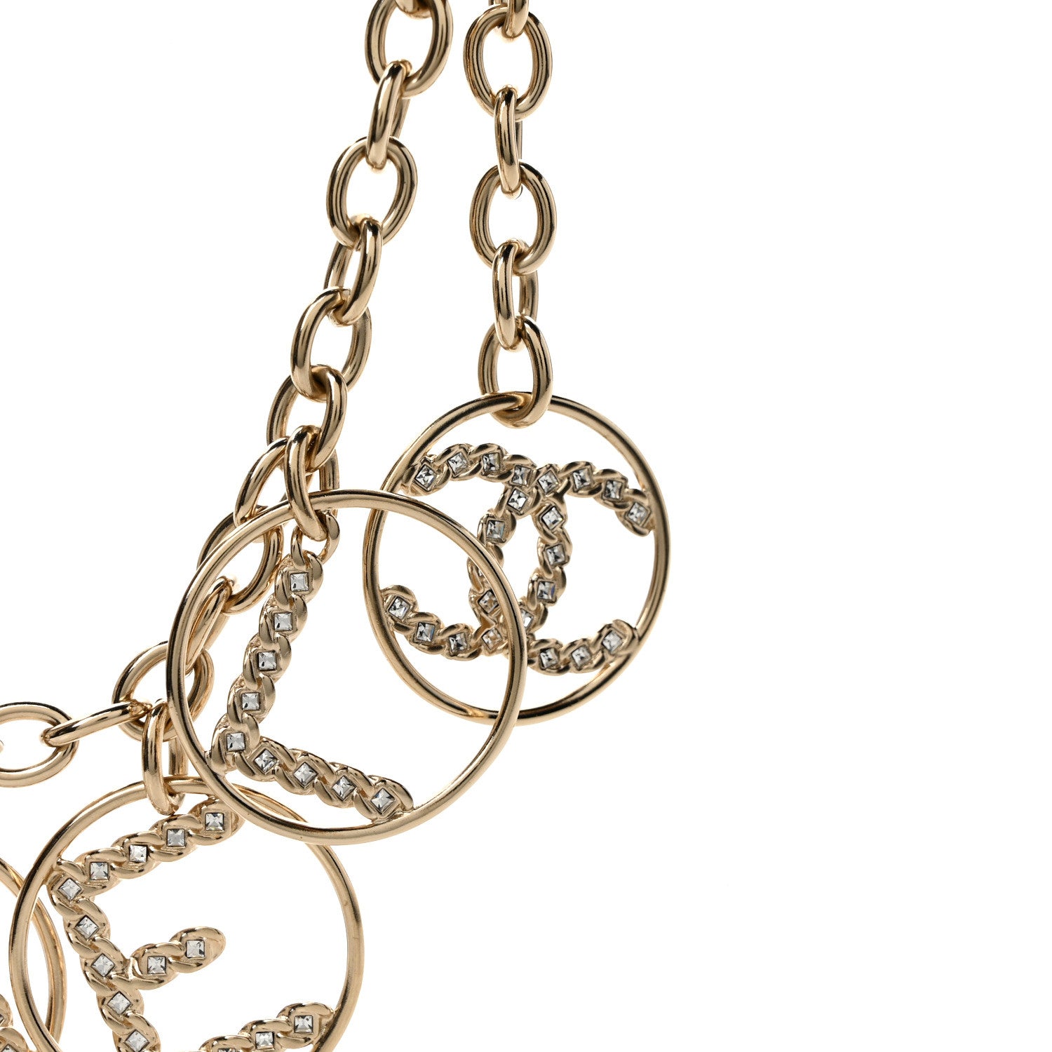 Chanel Metal Strass Crystal Logo Necklace Gold 5 of 5