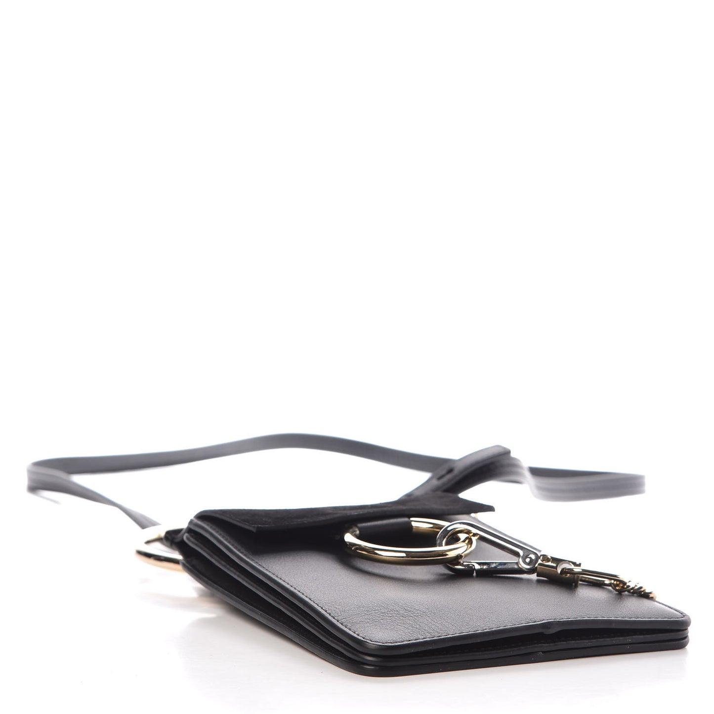 Suede Calfskin Mini Faye Bracelet Bag Black